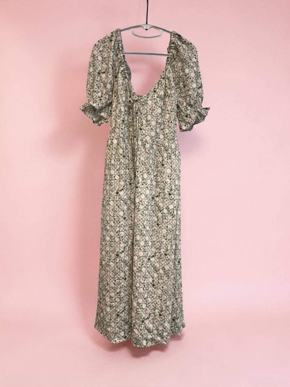 Hill House Floral Smocked Maxi Dress Puff Sleeve Square Neck